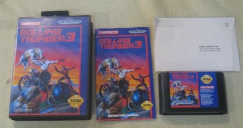 Rolling Thunder 3 w/Card Complete for Sega Genesis. Authentic.Clean/Tested. RARE