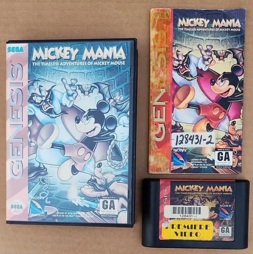 Mickey Mania (Sega Genesis) - CIB - Cartridge, Manual and Case - Former Rental