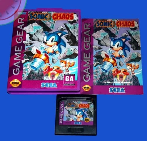 TESTED Sega GAME GEAR Authentic SONIC CHAOS with Manual Completed in NEW Box CIB