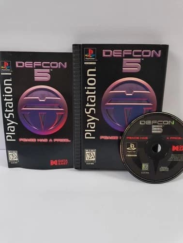 Defcon 5 PS1 PlayStation 1 Long Box Data East CIB Tested