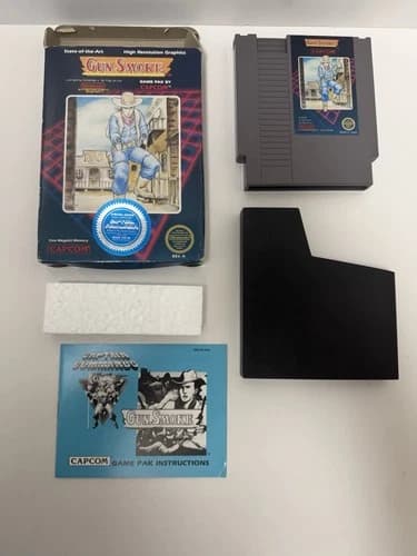 Gun.Smoke (Nintendo NES) CIB Game Box Manual Styrofoam Dust Sleeve Complete