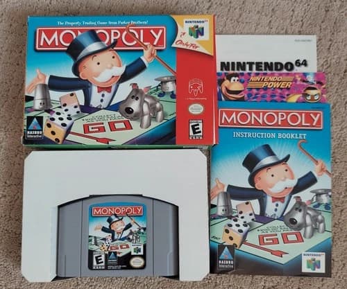 Nintendo MONOPOLY N64 Game Cartridge CIB with Box Manual Inserts etc