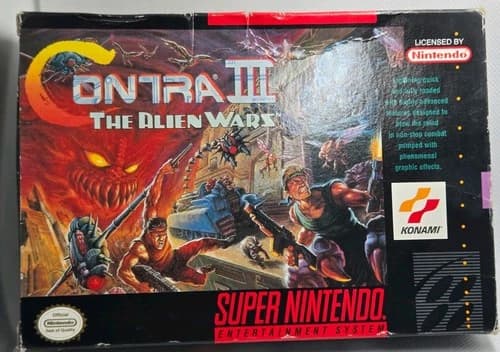 Contra III 3 The Alien Wars Super Nintendo SNES CIB Box