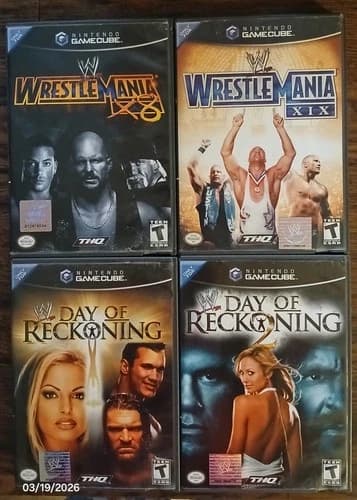 WWE WrestleMania 18, 19 And Day Of Reckoning 1 And 2 Nintendo GameCube CIB