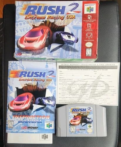 Rush 2: Extreme Racing USA (Nintendo 64, 1998) Authentic Complete CIB in Box N64