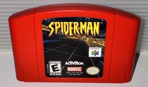 Spider-Man Nintendo 64 N64 Authentic Red Spiderman Video Game Cartridge Cleaned