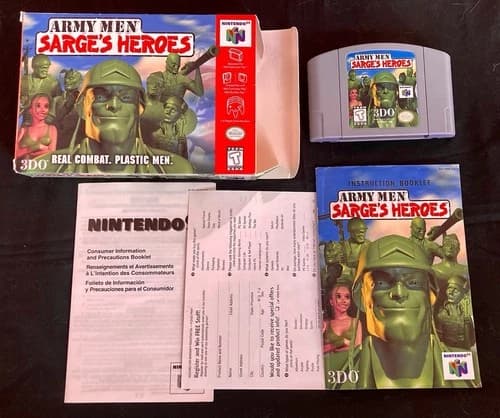 Army Men: Sarge's Heroes N64 Complete In Box CIB Reg Authentic Reg Card Military