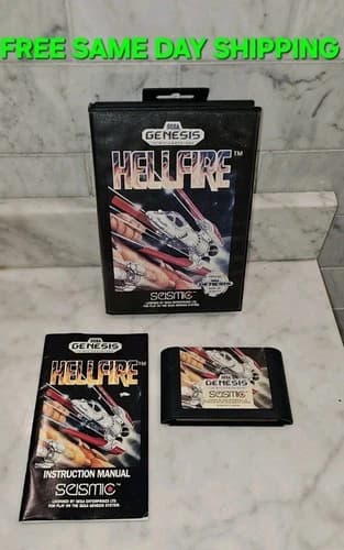 1990 Sega Genesis Hellfire Game CIB Complete In Box W/ Game and Manual FREE SHIP