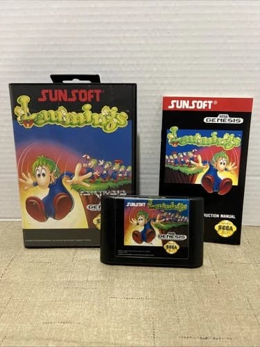 Lemmings Sunsoft Sega Genesis CIB COMPLETE BOX Game Manual tested Works