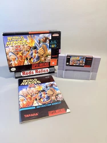 World Heroes 2 (Super Nintendo SNES) Complete - Tested - Authentic