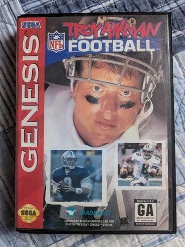 Sega Genesis NFL Troy Aikman Football In Box With Manual