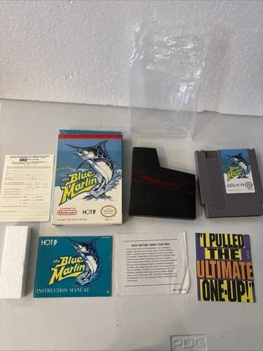 The Blue Marlin NES Nintendo Complete CIB Authentic! Good Condition! RARE!