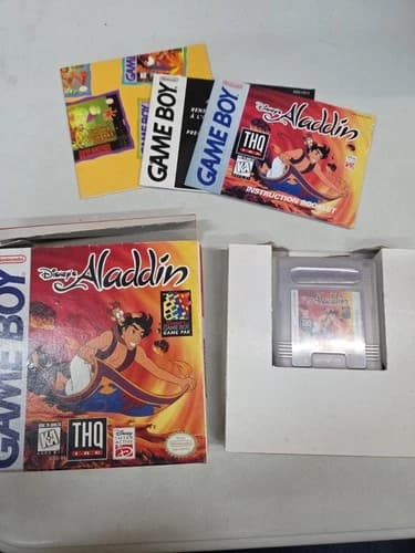 Disney's Aladdin, Nintendo Game Boy 1995, Virgin Complete CIB! Game, Box, Manual