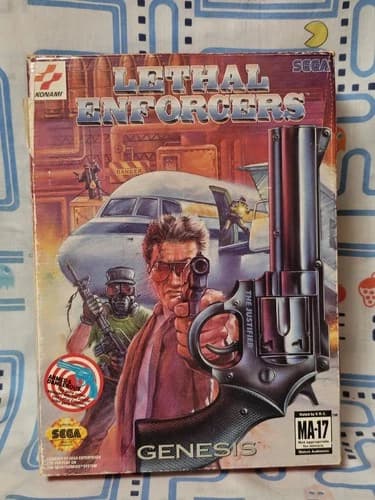 Lethal Enforcers (Sega Genesis 1993) Big Box w Gun, Game, Manual - CIB