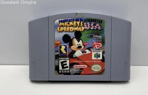 Nintendo 64 N64 - Mickey's Speedway USA w/ Blockbuster Label - Boot Tested