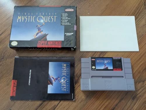 Final Fantasy Mystic Quest SNES Super Nintendo Box Manual Map CIB Tested