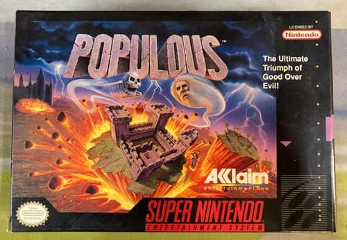 Snes Super Nintendo Populous Complete Tested Guaranteed