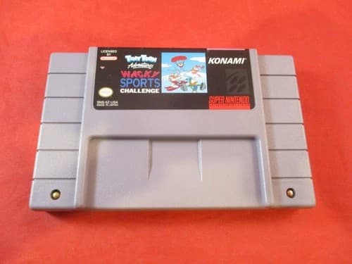 Tiny Toon Adventures Wacky Sports Challenge (Super Nintendo SNES) game WORKS!