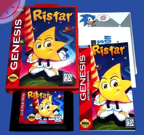 TESTED Sega GENESIS Authentic RISTAR Cart has NEW Box Color Manual Reg Completed