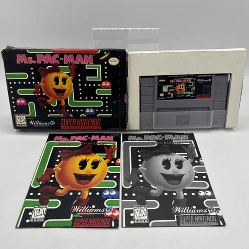 Ms Pac-Man (Super Nintendo SNES, 1996) CIB Complete Manuals Cardboard Insert OEM