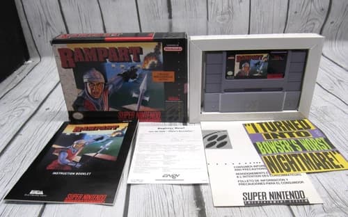 Rampart (SNES,1991) Super Nintendo CIB Complete w/ Box, Manual/Inserts Reg Card