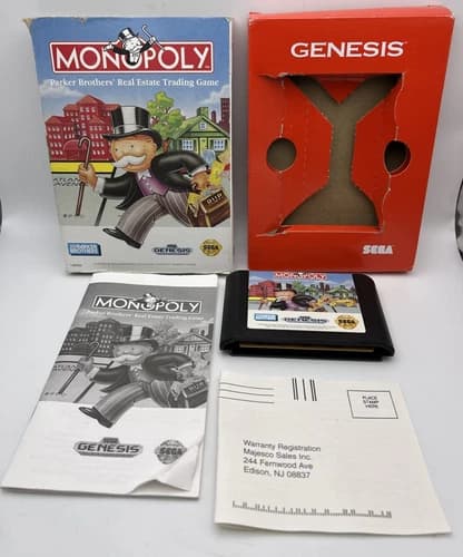 Monopoly Sega Genesis Boxed Complete CIB-Clean Tested- See Pics