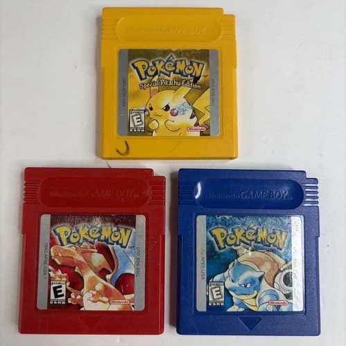 Gameboy Pokemon Red Yellow Blue Authentic With New Battery Tested Saves