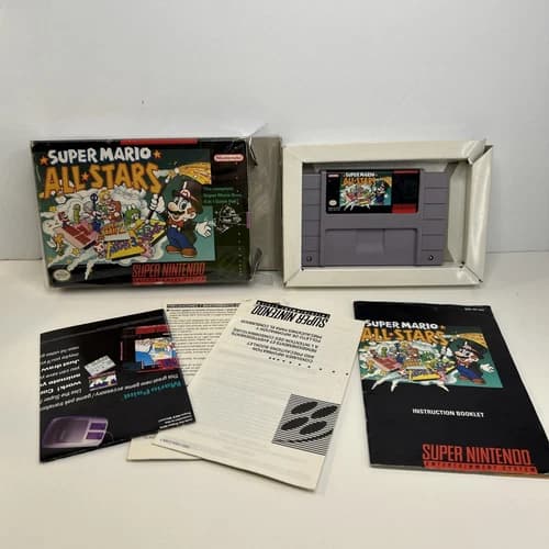 Super Mario All-Stars (Super Nintendo SNES) Complete W Inserts, Authentic, Works