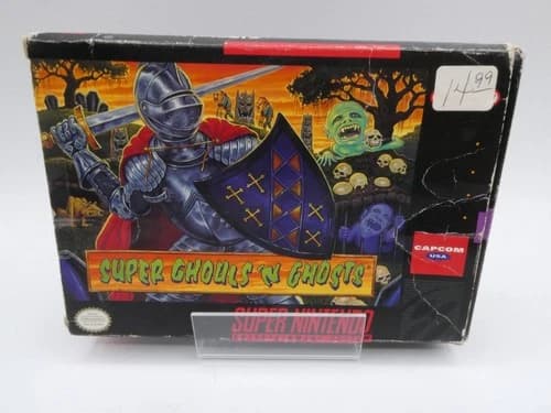 Super Ghouls 'n Ghosts (Super Nintendo SNES, 1991) Complete CIB Authentic.