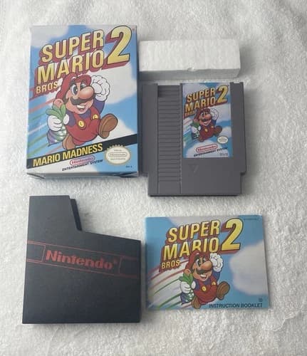 Super Mario Bros. 2 (Nintendo NES, 1988) Complete- CIB- Tested- Great