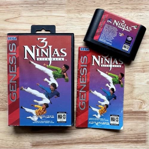 3 Ninjas Kick Back (Sega Genesis, 1994) Authentic Game Cartridge, CIB Complete