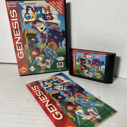 Fun ‘N Games (Sega Genesis, 1993) Midway Video Game Complete In Box CIB