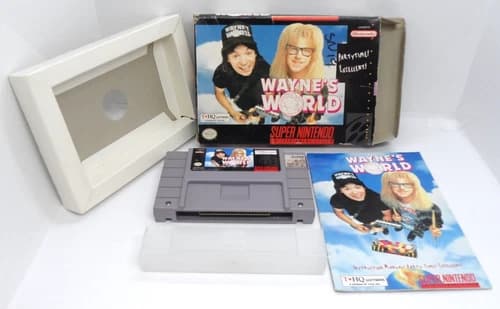 Complete ~ Wayne's World (Super Nintendo, 1993) snes cib Excellent! Partytime!