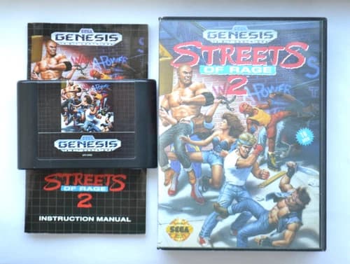 Streets of Rage 2 (Sega Genesis, 1992) CIB Authentic Cartridge Case and Manual
