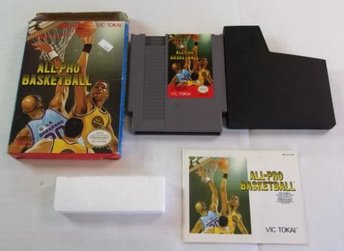 Used Complete All-Pro Basketball (Nintendo Entertainment System, 1989) NES CIB