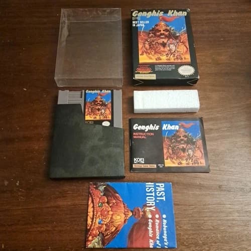 Genghis Khan (Nintendo NES, 1990) - Complete W/Map - Tested - Authentic