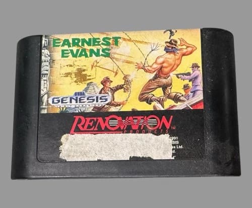 Vintage Sega Genesis Earnest Evans Video Game Cartridge