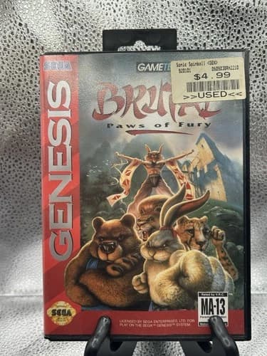 Brutal: Paws of Fury Sega Genesis 1994- CIB Box Manual Tested