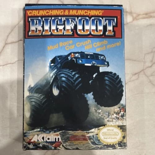 Acclaim Bigfoot Manual Box NES Racing Mud Race Car Crush Hill Climb Game