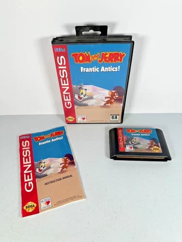 Tom and Jerry Frantic Antics Sega Genesis Complete in Box Tested