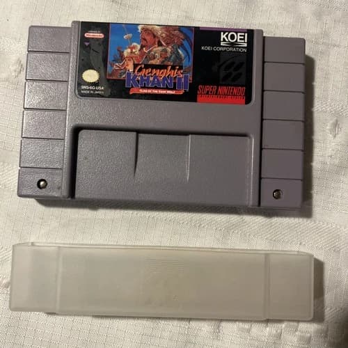 Genghis Khan II Clan of the Gray Wolf (Super Nintendo, SNES) Cleaned Tested
