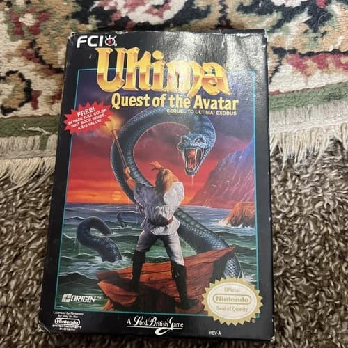 RARE Complete w/ MAP! Ultima: Quest of the Avatar Nintendo NES CIB