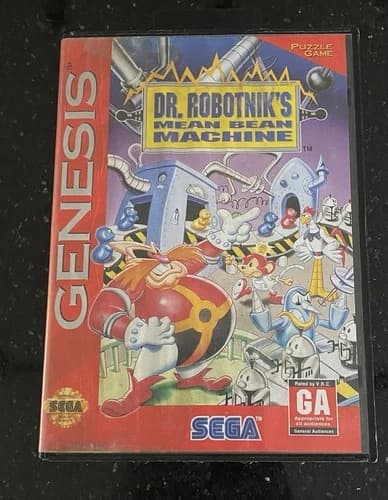 Dr Robotnik's Mean Bean Machine Sega Genesis Game CIB Complete In Box Rare Gem