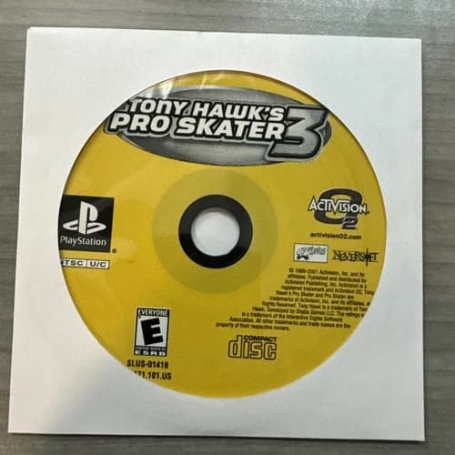 Tony Hawk's Pro Skater 3 (Sony PlayStation 1, 2001) Disc Only Cleaned