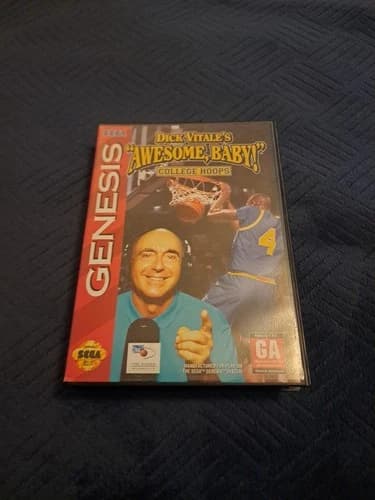 Dick Vitale's "Awesome, Baby" College Hoops (Sega Genesis, 1994) Complete In Box