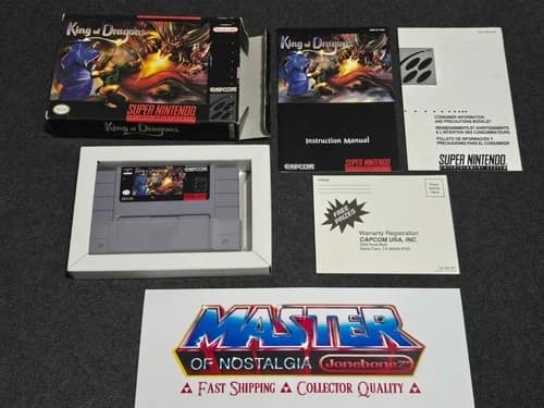 SNES KING OF DRAGONS Complete CIB Box Super Nintendo Game CAPCOM Reg Card