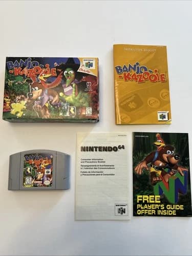 NINTENDO N64 - BANJO KAZOOIE Complete Box Inserts Tested Authentic Game Nice CIB
