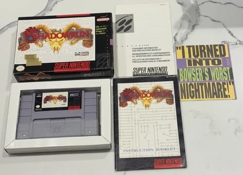 Shadowrun (Super Nintendo SNES, 1993) Authentic Complete CIB Manual TESTED