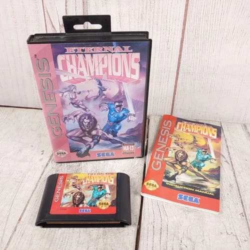 Eternal Champions (Sega Genesis, 1993) Complete CIB w/ MANUAL Authentic - TESTED