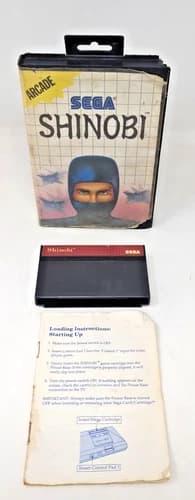Shinobi (Sega Master System, 1988) Authentic. CIB Complete Tested READ